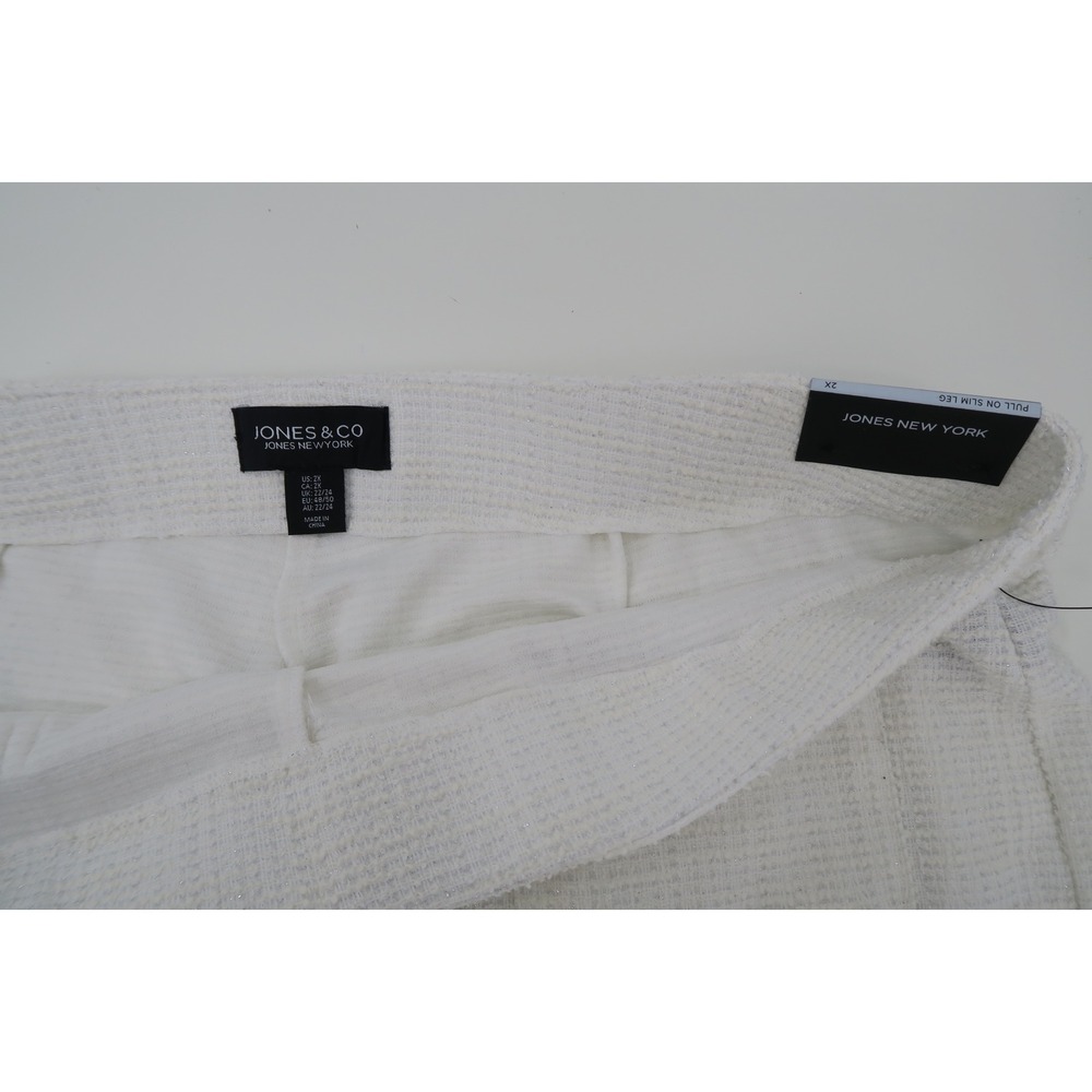 JONES NEW YORK Womens White Textured Pants Pearl Embellished Pockets Size 2X - Picture 6 of 8